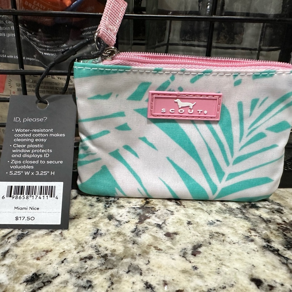 Scout Tropical Palm Cosmetic Pouch in Teal and Pink